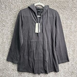Eileen Fisher Jacket Women’s Small Gray Organic Sueded Cotton Full Zip Up Hooded